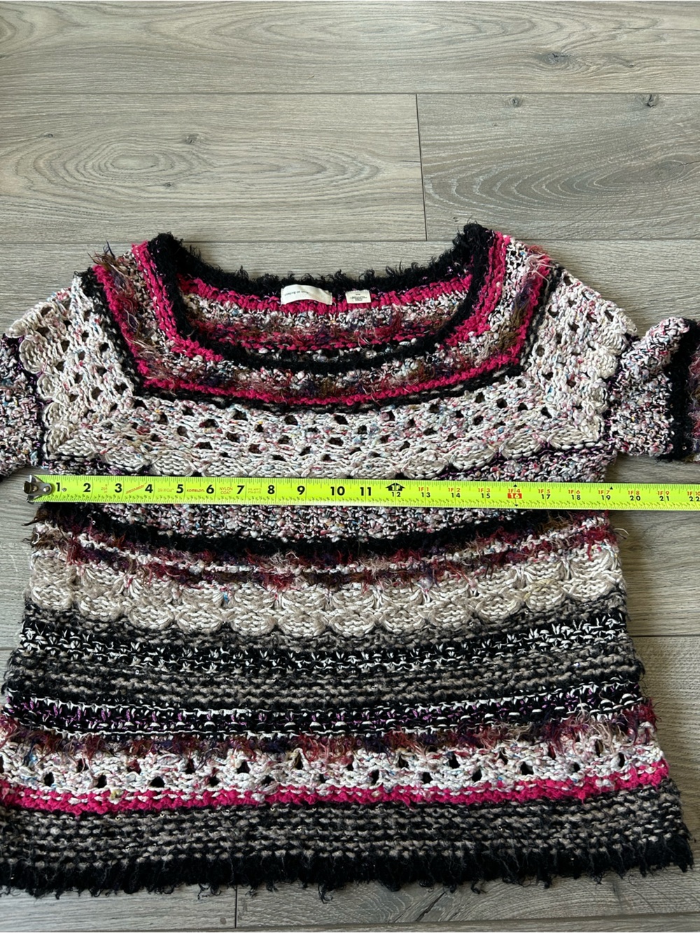 SLEEPING ON SNOW Anthropologie Mixed Media Crochet Boho Sweater Size Medium - Picture 7 of 11
